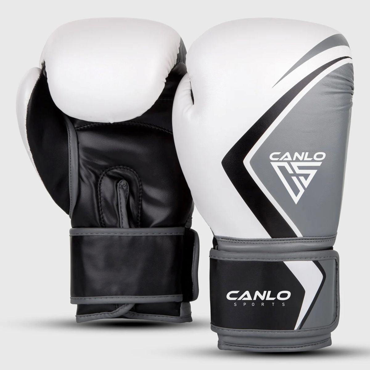 Canlo Boxing Gloves White/Grey/Black - Front view modern design