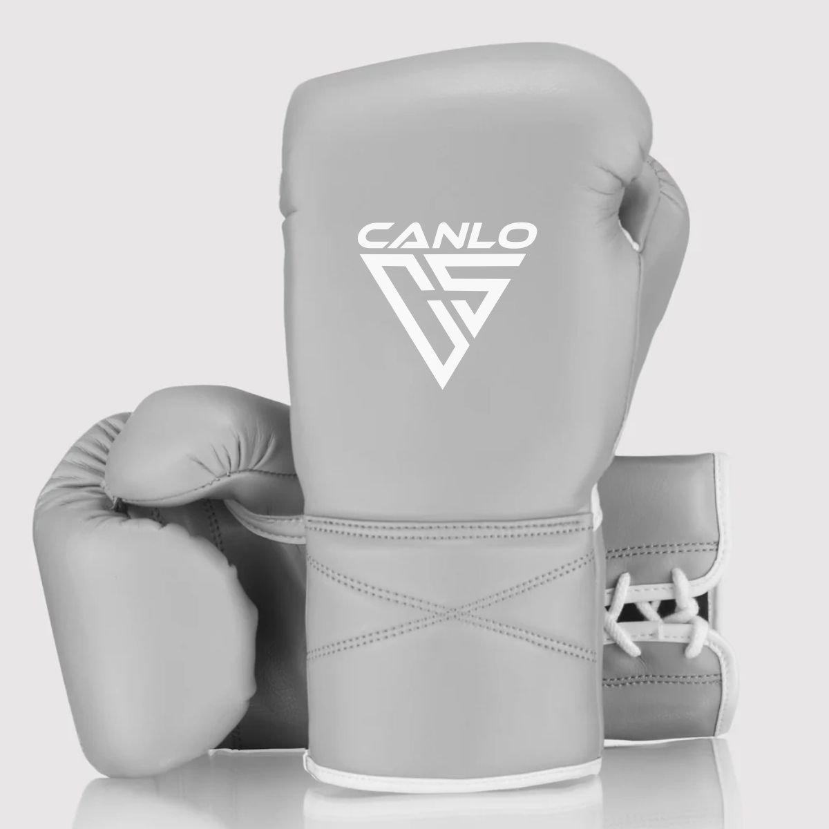 Canlo Superlace Gloves Grey - Premium lace-up boxing gloves front view
